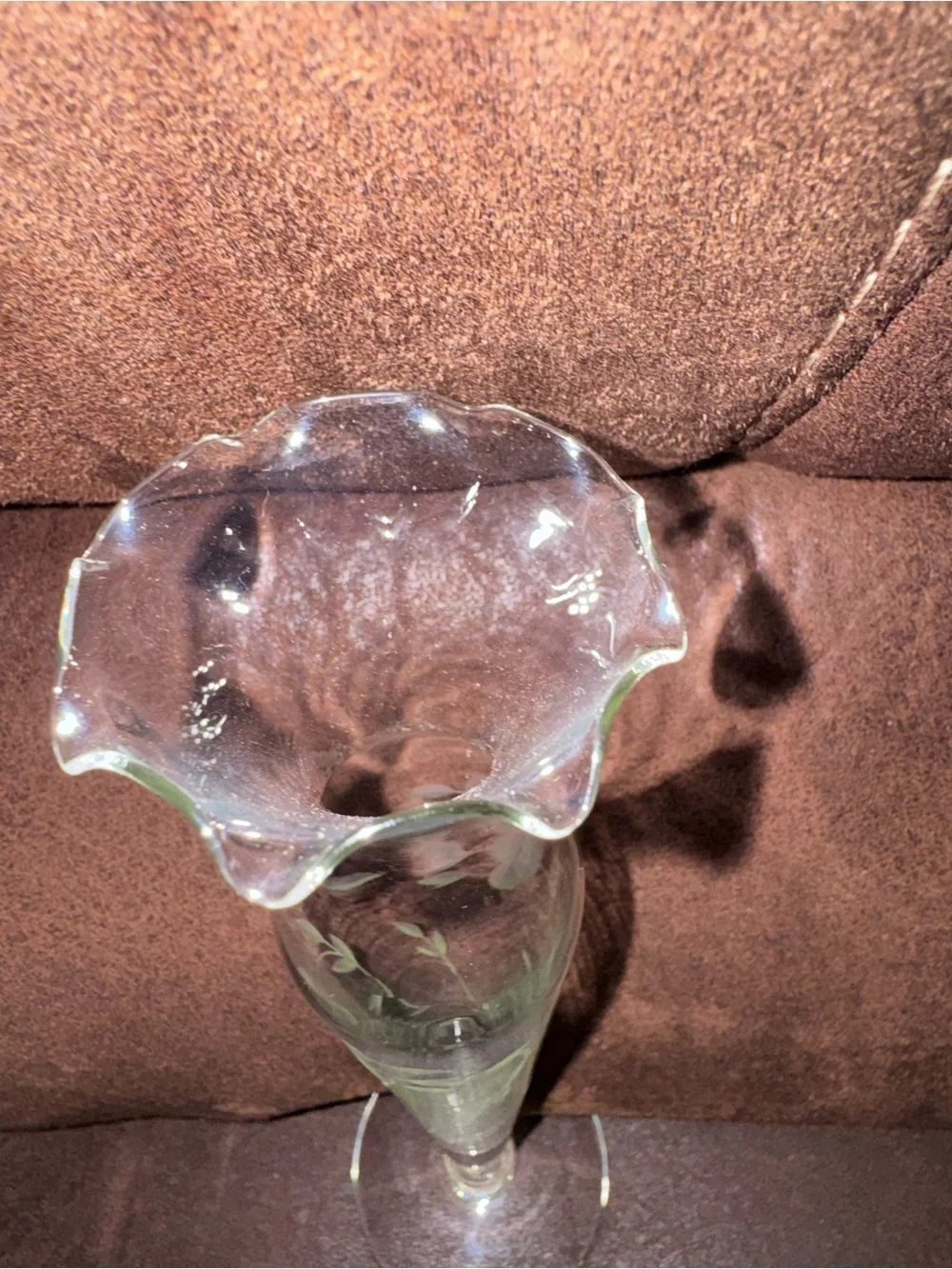 Princess House handblown handcut glass Crystal Heritage Vase footed Vase etched